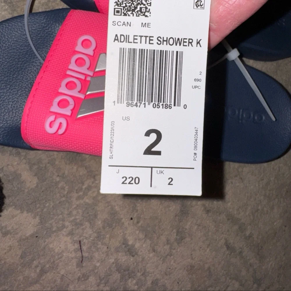 Adidas Pink and Navy Adilette shower Slide Sandals shoes‎